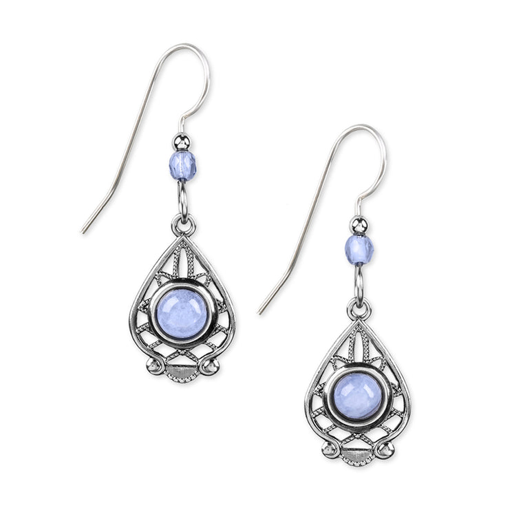 BLUE LACE AGATE - SILVER FOREST EARRINGS