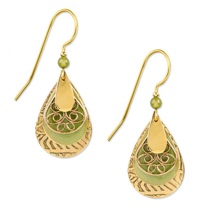 GREEN AND GOLD - SILVER FOREST EARRINGS