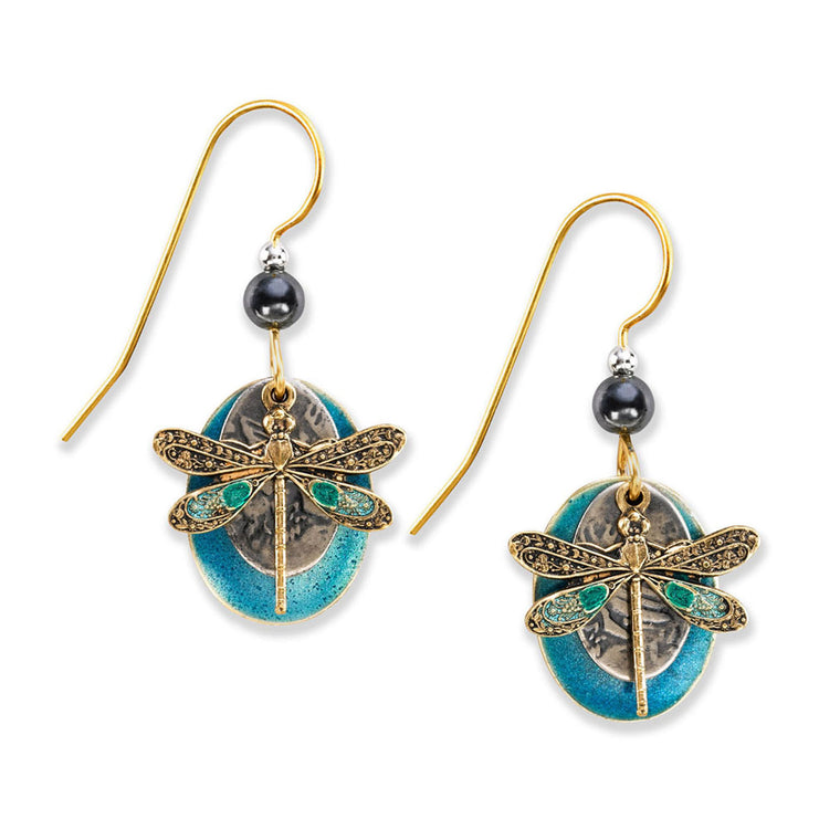DRAGONFLY BLUE - SILVER FOREST EARRINGS