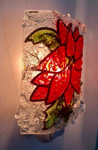 Poinsettia Recycled Glass Night Light