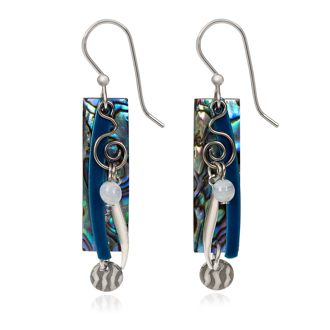 RECTANGLE SHELL- SILVER FOREST EARRINGS
