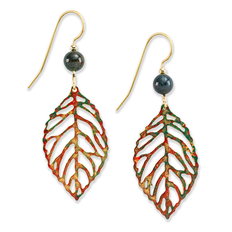 OPEN LEAF WITH FALL COLORS- SILVER FOREST EARRINGS