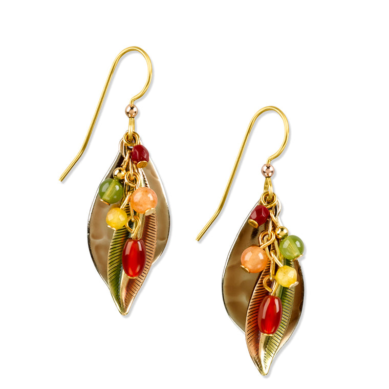 FALL BEADS CASCADING - SILVER FOREST EARRINGS