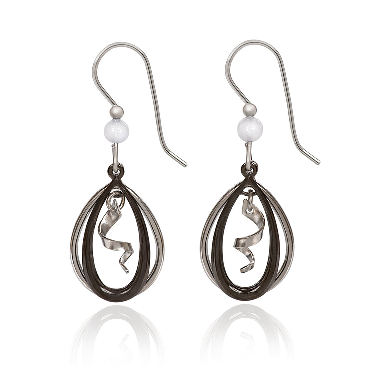 SILVER OPEN TRIO DUO WITH SPIRAL - SILVER FOREST EARRINGS