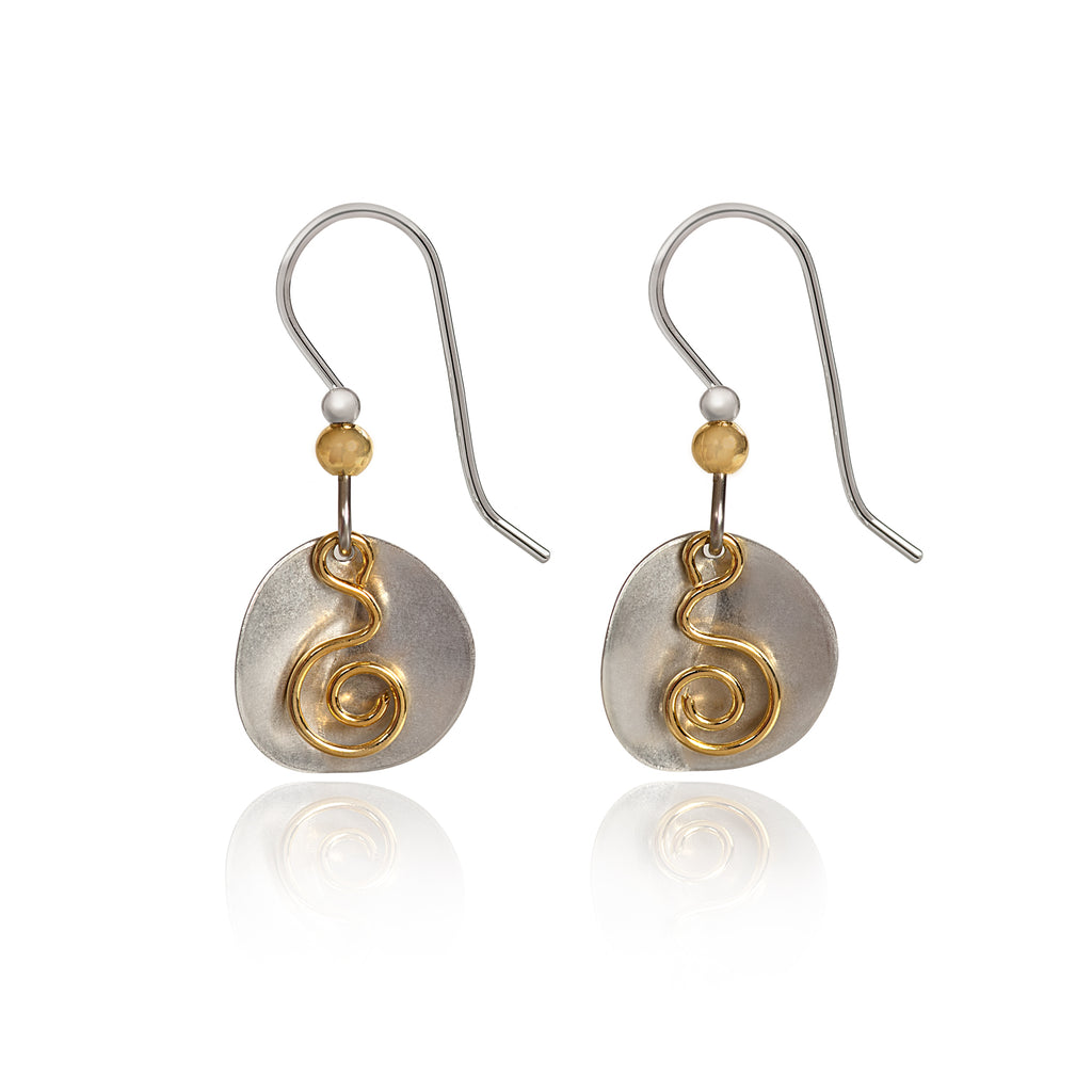 COIL ON CREASED ROUND- SILVER FOREST EARRINGS