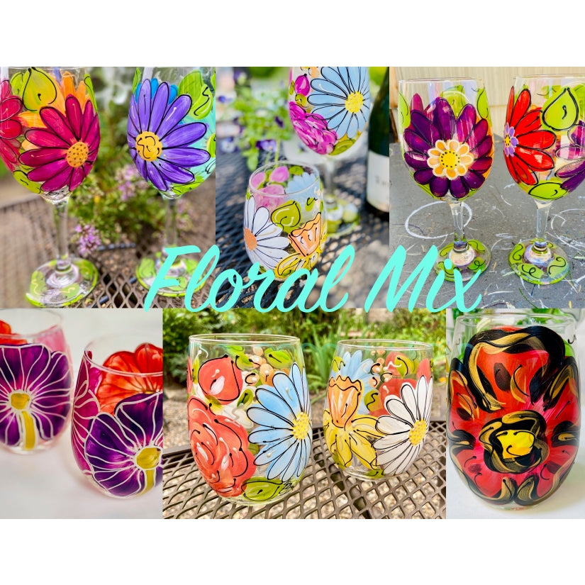 Wine Glass - Artist Floral Mix & Backyard Garden Collection