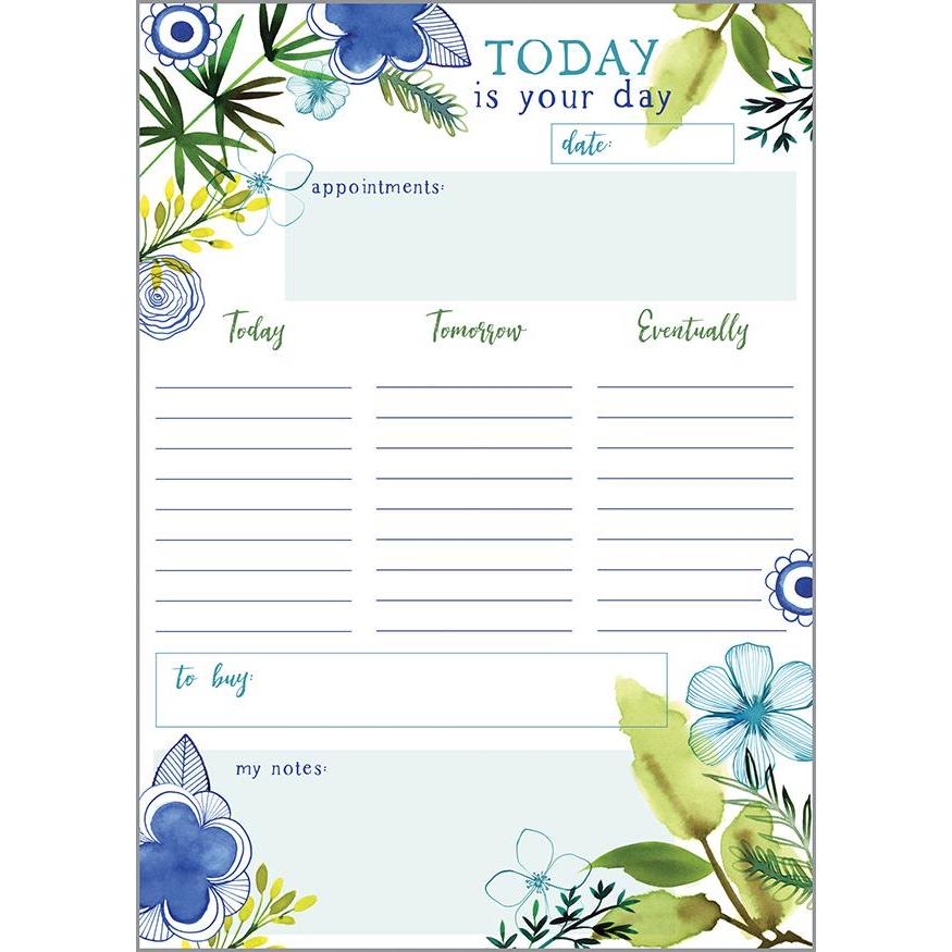 Daily Planner Pad - Daily  Leaves & Blues