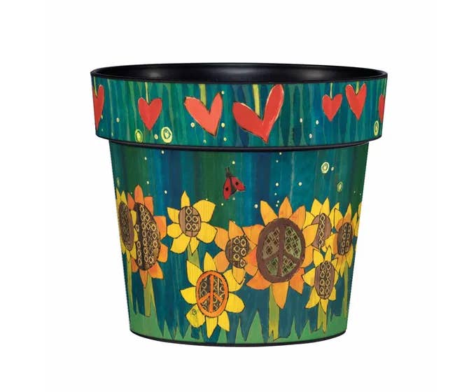 Art Pot - Sunflowers and Hearts